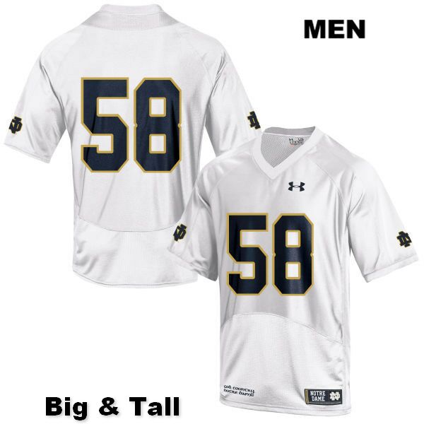 Men's NCAA Notre Dame Fighting Irish #58 Darnell Ewell Stitched College Under Armour Authentic White Big & Tall No Name Football Jersey GB10M86ZZ